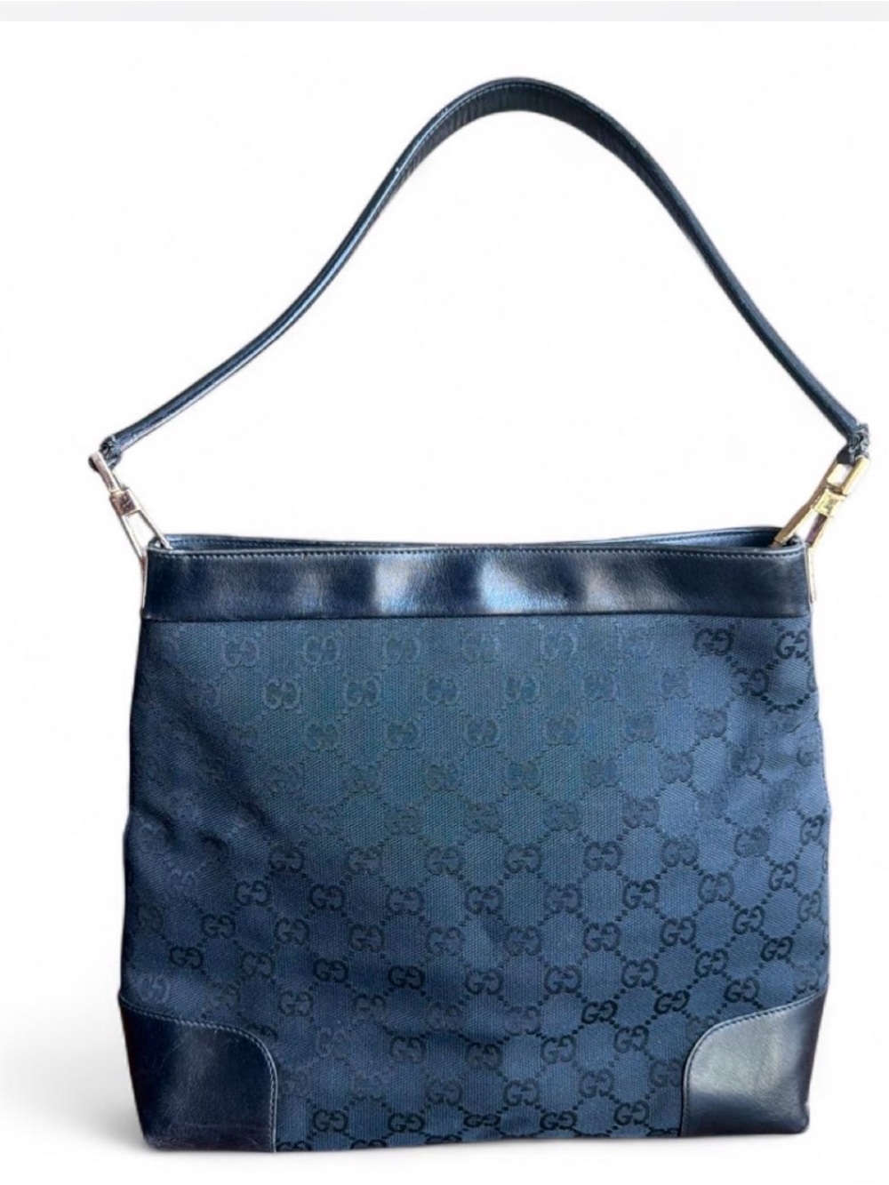 Vintage 00s GUCCI Black GG Canvas Shoulder Bag